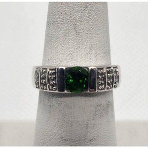 925 STERLING SILVER PERIDOT & TOURMALINE RING SIZE 7